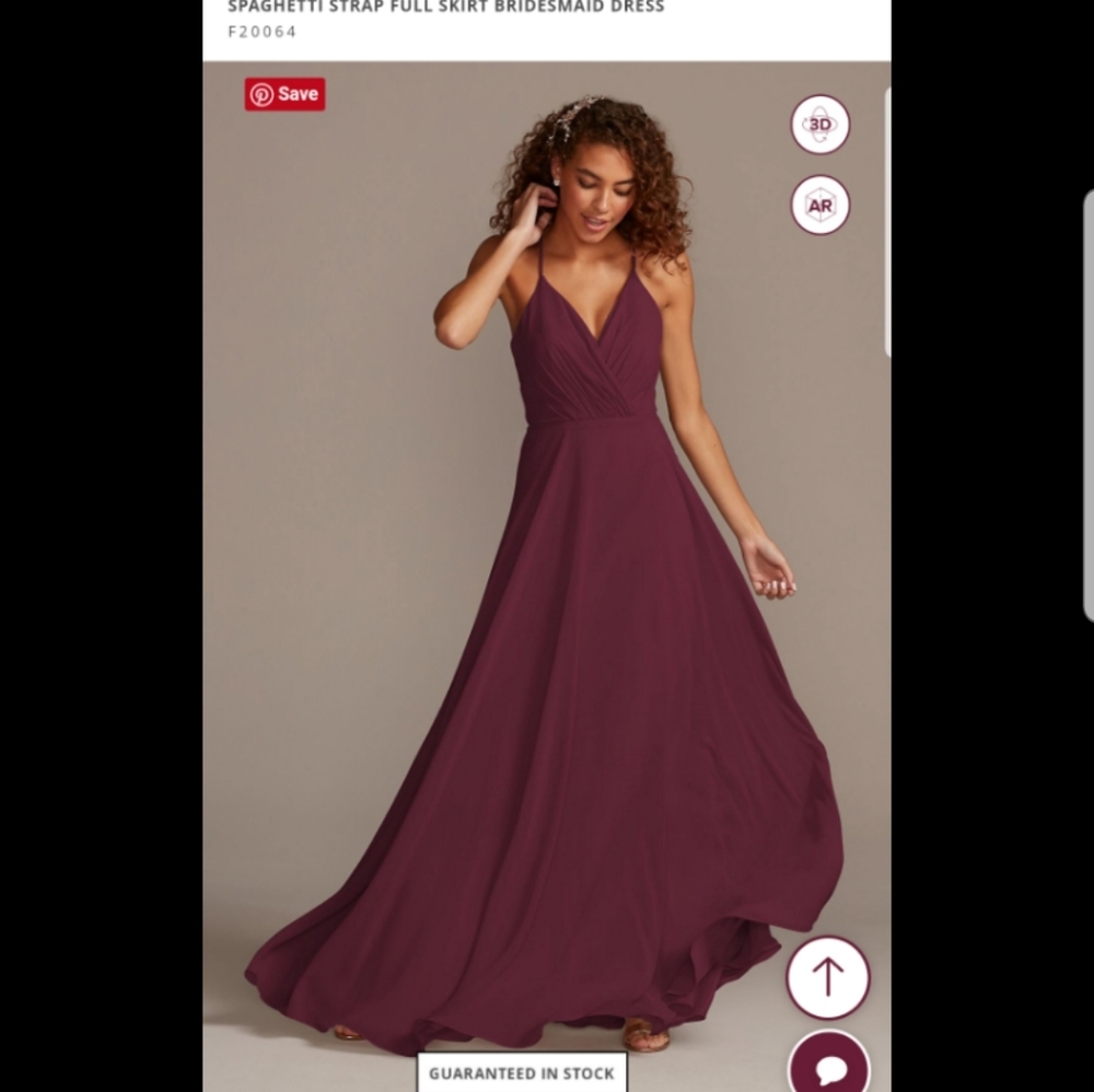 David's Bridal Spaghetti Strap Full Skirt Bridesmaid Dress